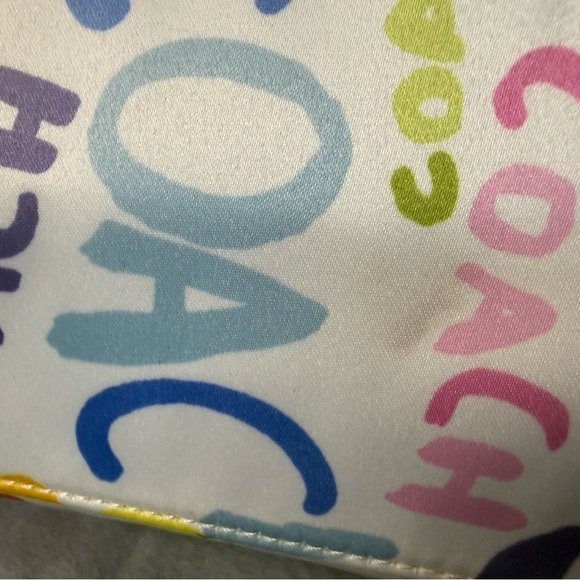 Coach Purple & White Satin Multi-Color Graffiti Tote Bag # C1282-F19419 NWT - Picture 5 of 6